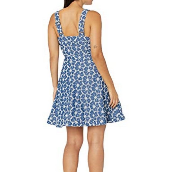 GUESS Women's Sleeveless Sivan Denim Wrap Dress Blue/White Size S/P - Picture 2 of 5